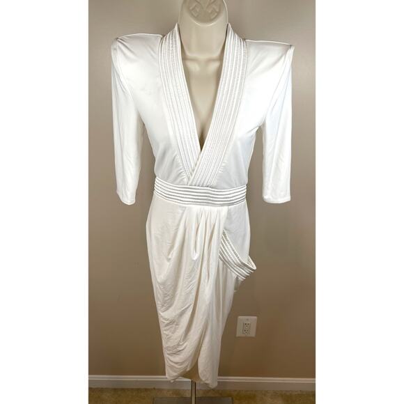 Zhivago Eye of Horus Long Sleeve White Midi Dress Size 4 - Picture 5 of 12